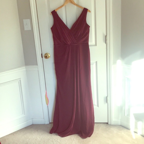 childrens grey bridesmaid dresses Coral A-line Faux-Wrap Chiffon Pleated Ruffle Long Bridesmaid Dress main image 1